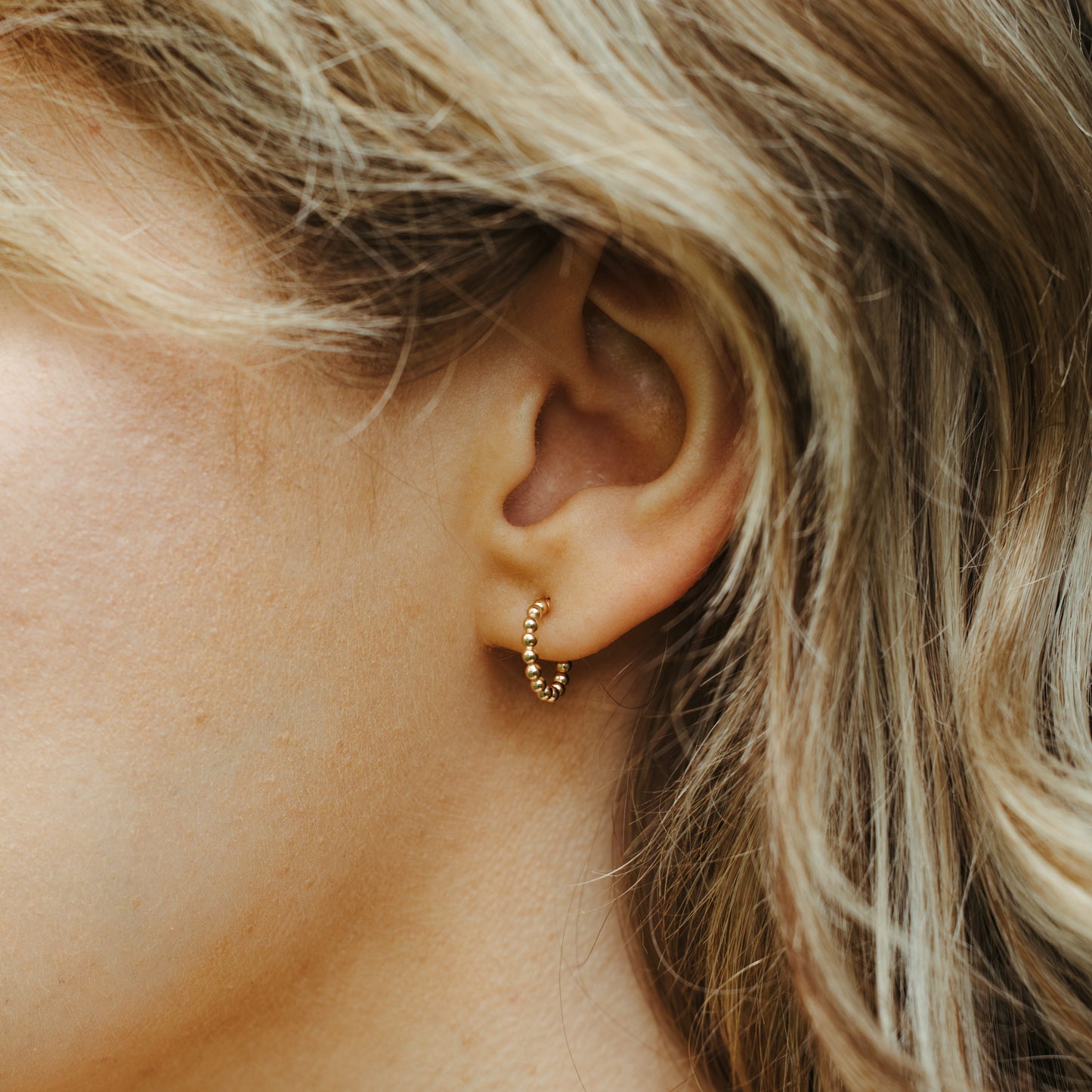 tiny beaded hoop earrings | everyday earrings in sterling silver or 14k gold fill