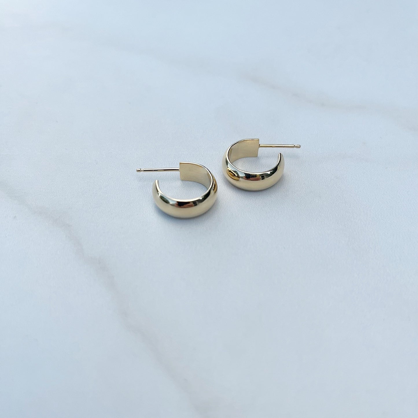 wide huggie hoop earrings in sterling silver or gold vermeil