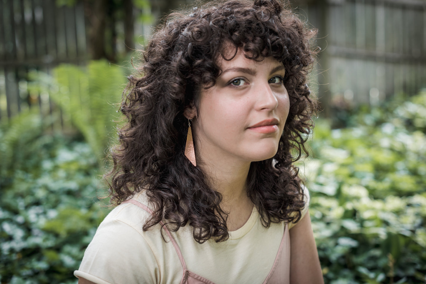 hammered triangle earrings in copper or brass