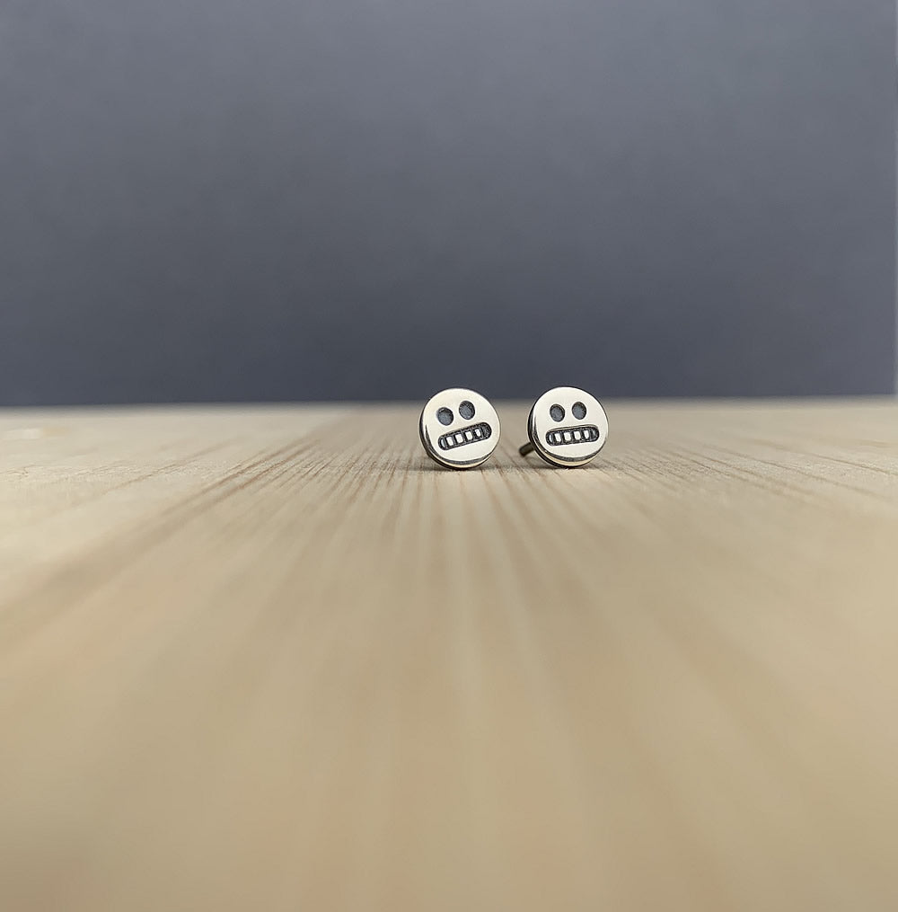 cringe face studs in sterling silver