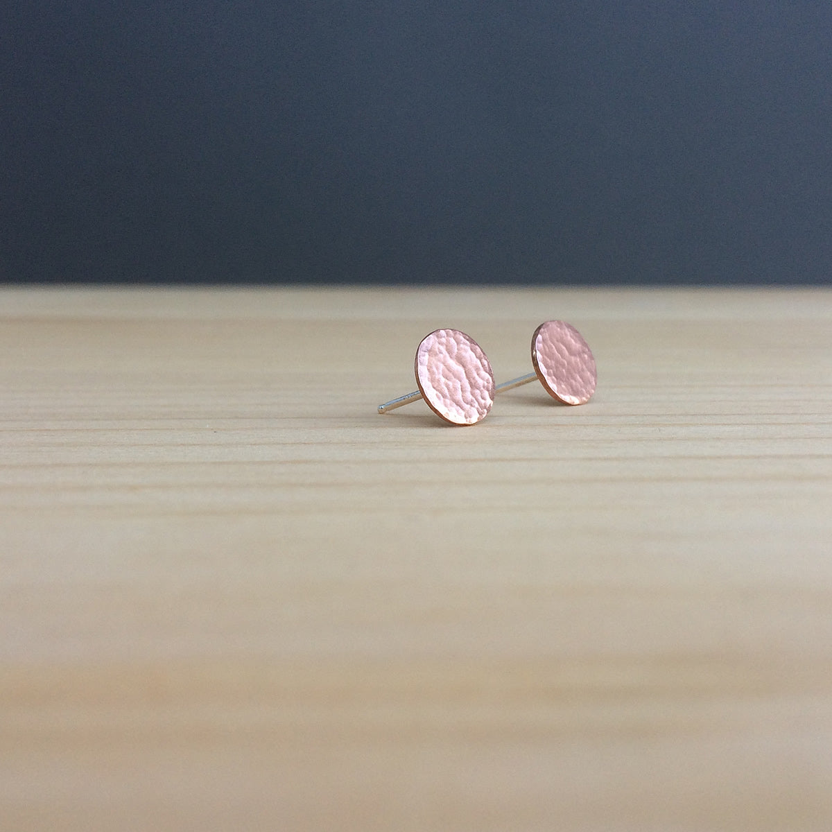 hammered copper stud earrings