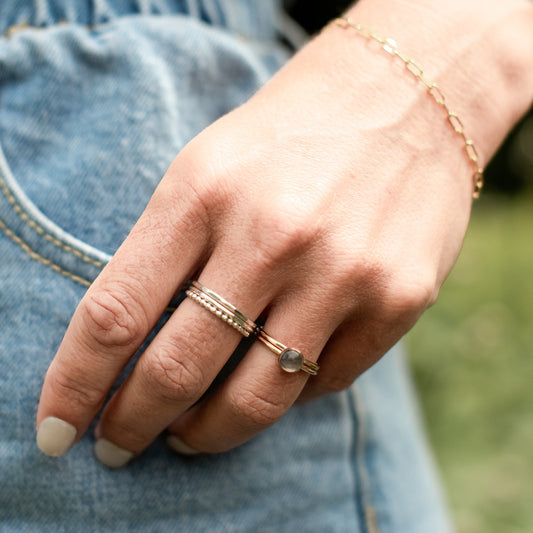 labradorite stacking ring in sterling silver or 14k gold fill