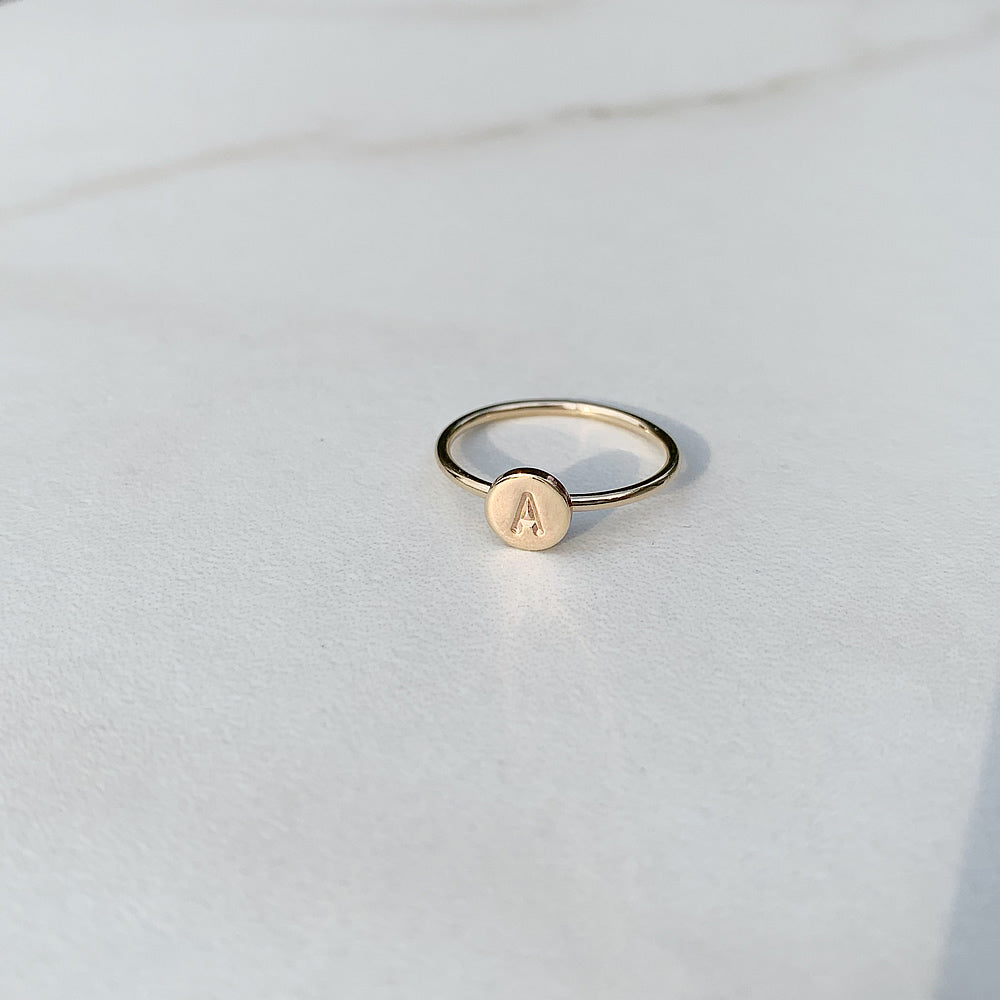 14k gold fill letter A ring