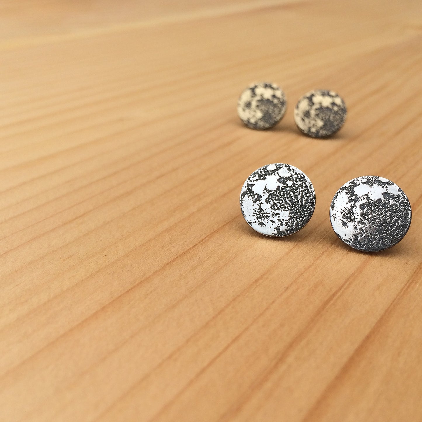 full moon earrings in sterling silver or brass