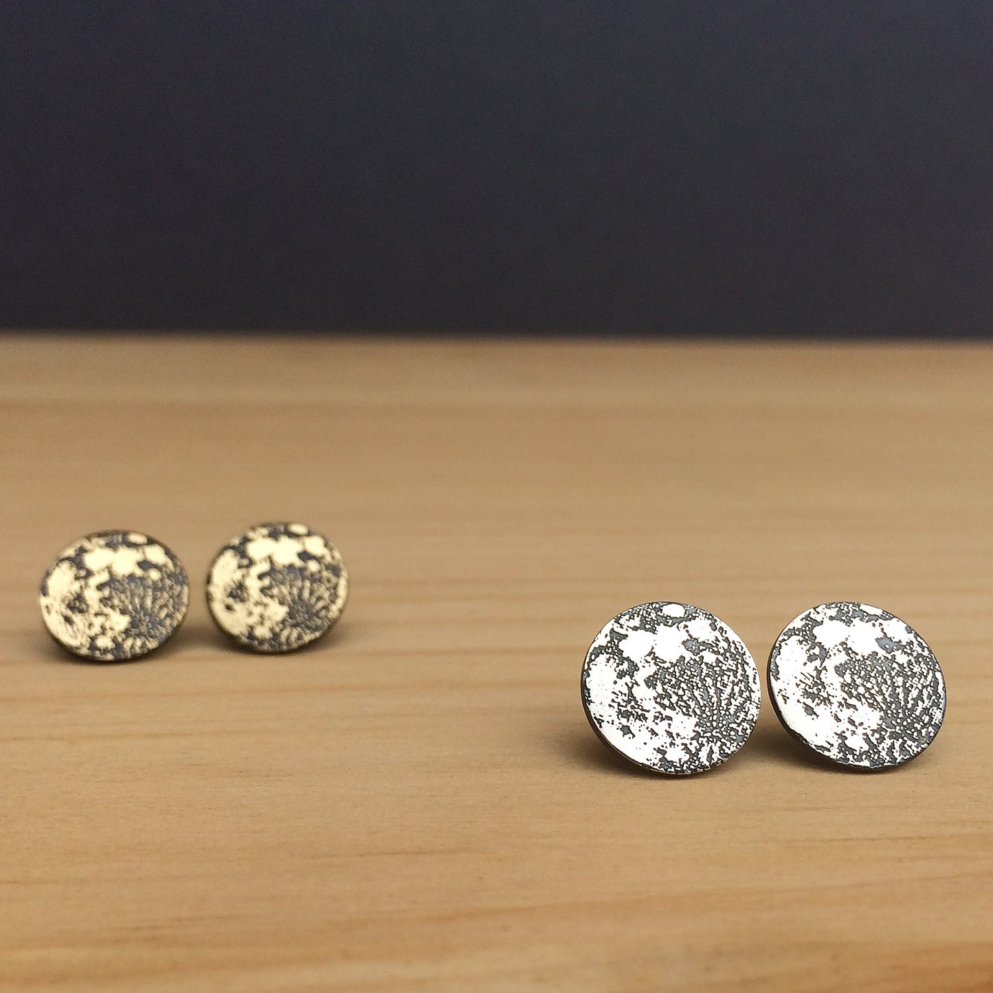 full moon earrings in sterling silver or brass