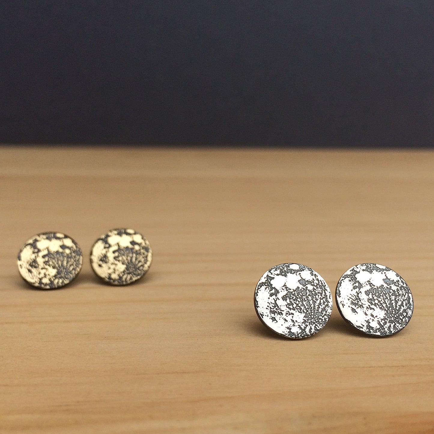 full moon earrings in sterling silver or brass