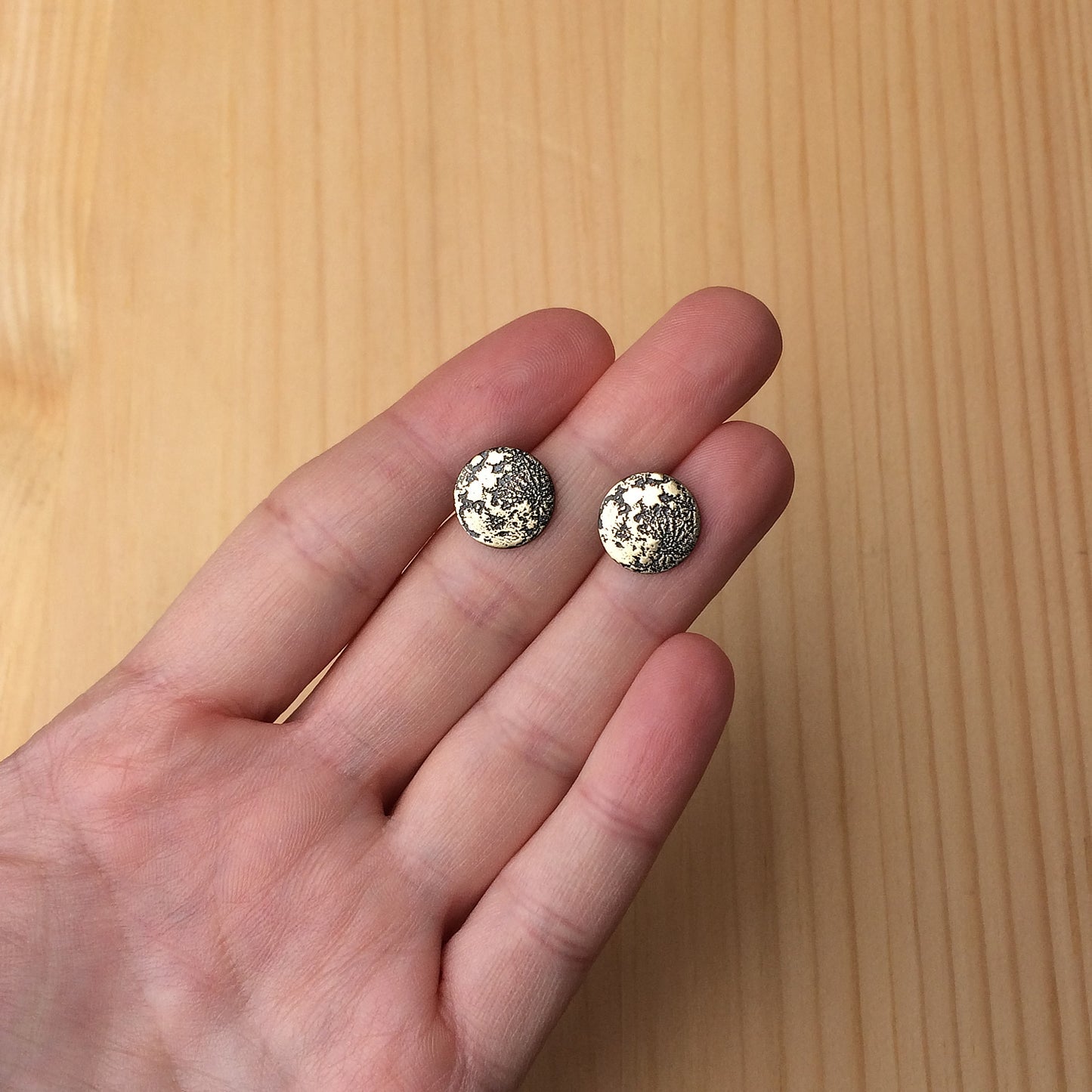 full moon earrings in sterling silver or brass