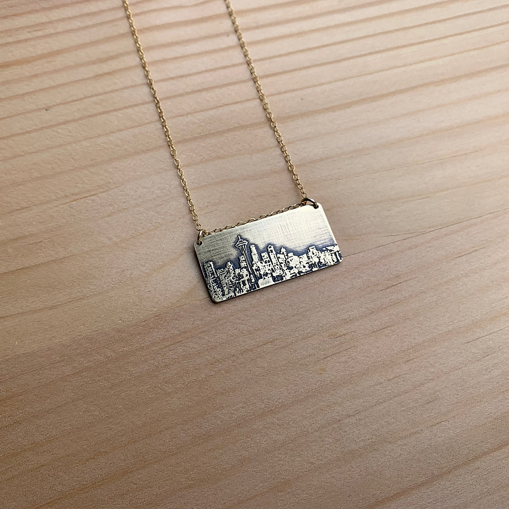Seattle Washington skyline necklace