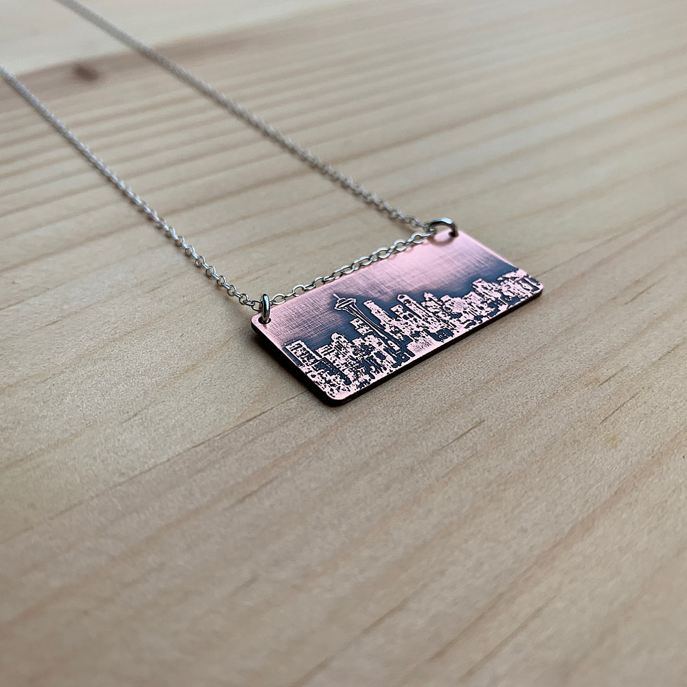 Seattle Washington skyline necklace