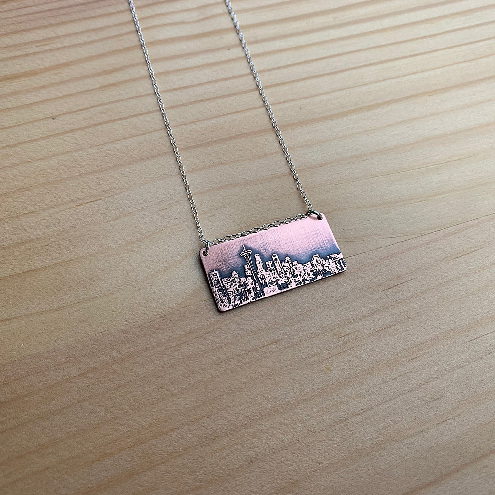 Seattle Washington skyline necklace