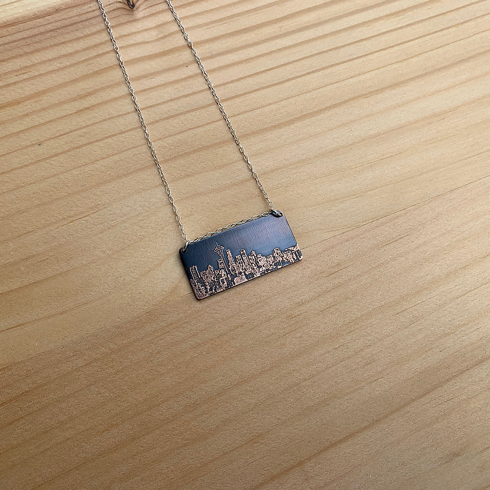 Seattle Washington skyline necklace