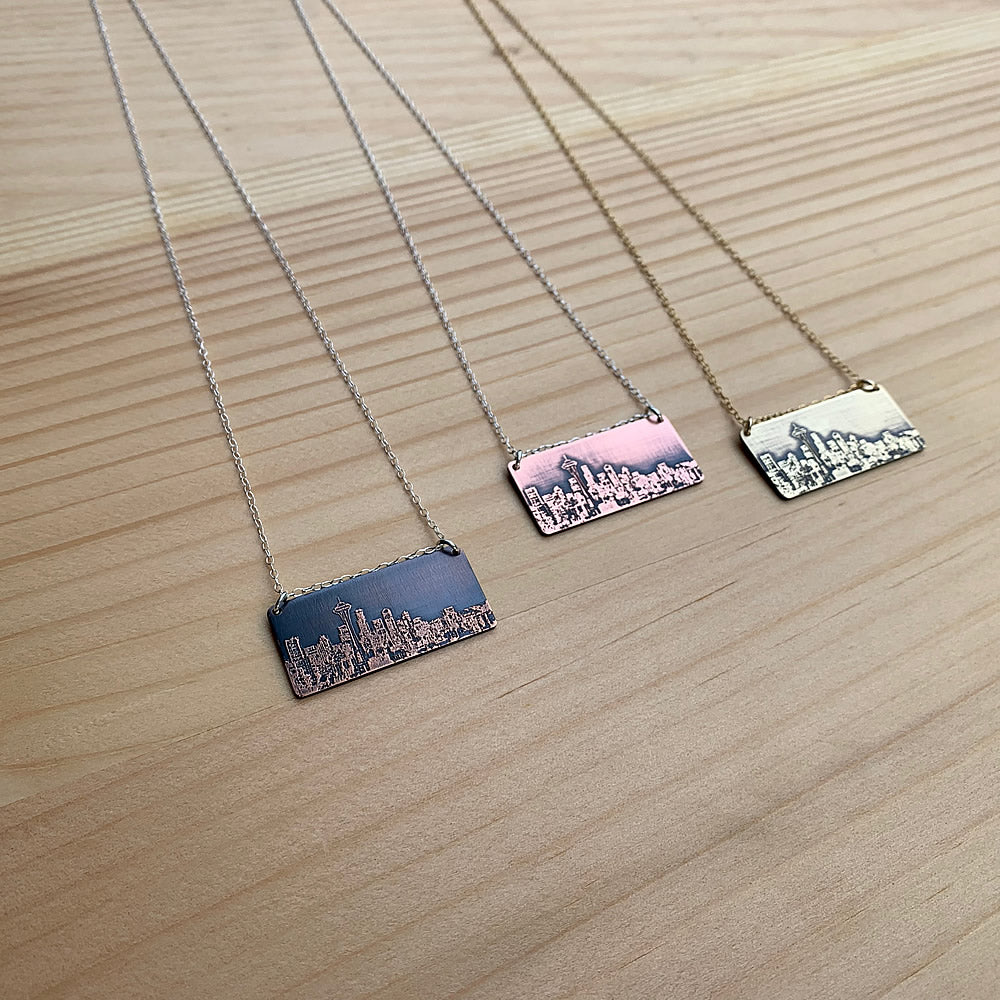 Seattle Washington skyline necklace