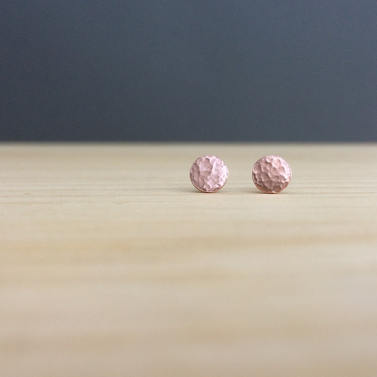 tiny hammered studs in sterling silver, brass or copper