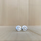 shiny silver smiley face earrings handmade by jaci riley jewelry