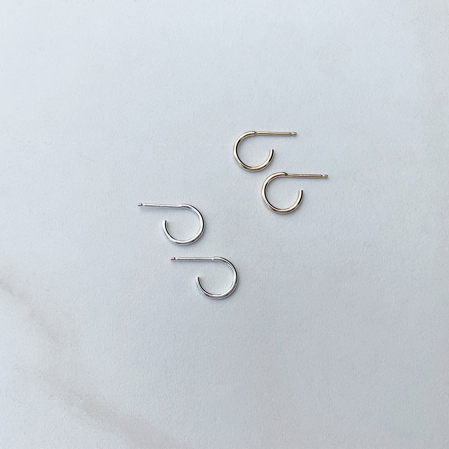 sterling silver and 14k gold fill hoops