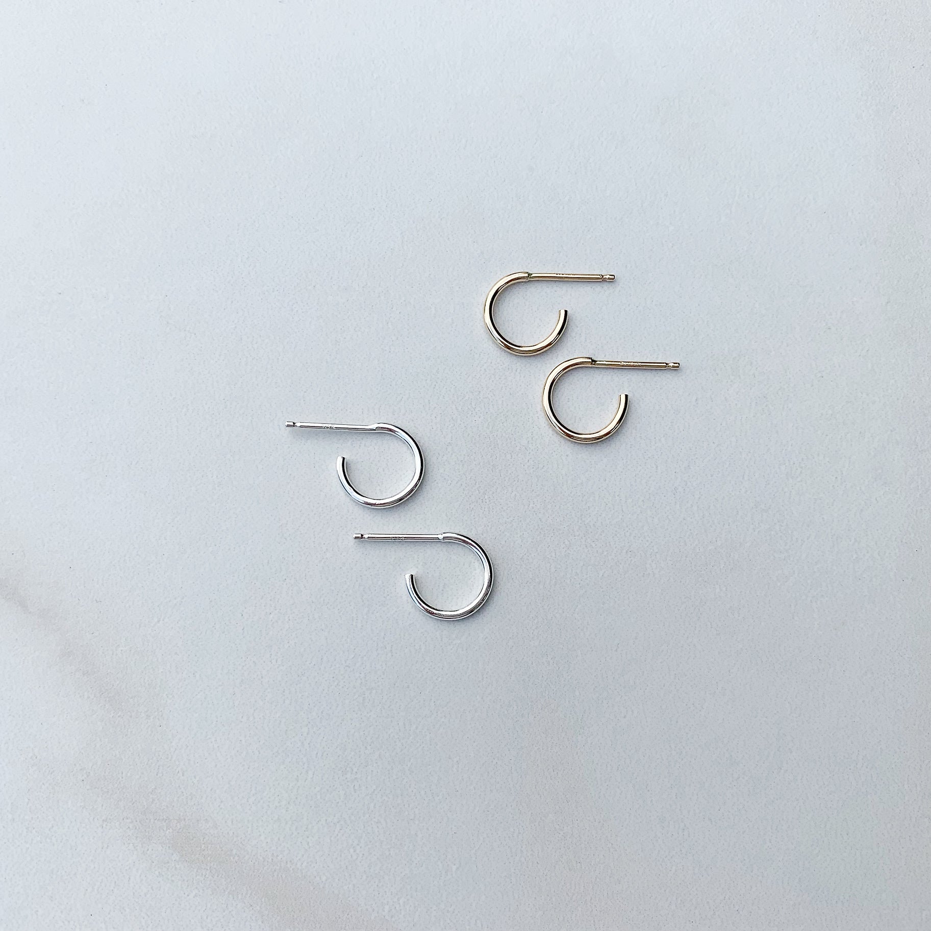 sterling silver and 14k gold fill hoops