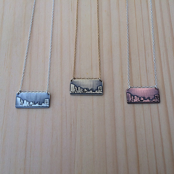 Toledo Ohio skyline necklace