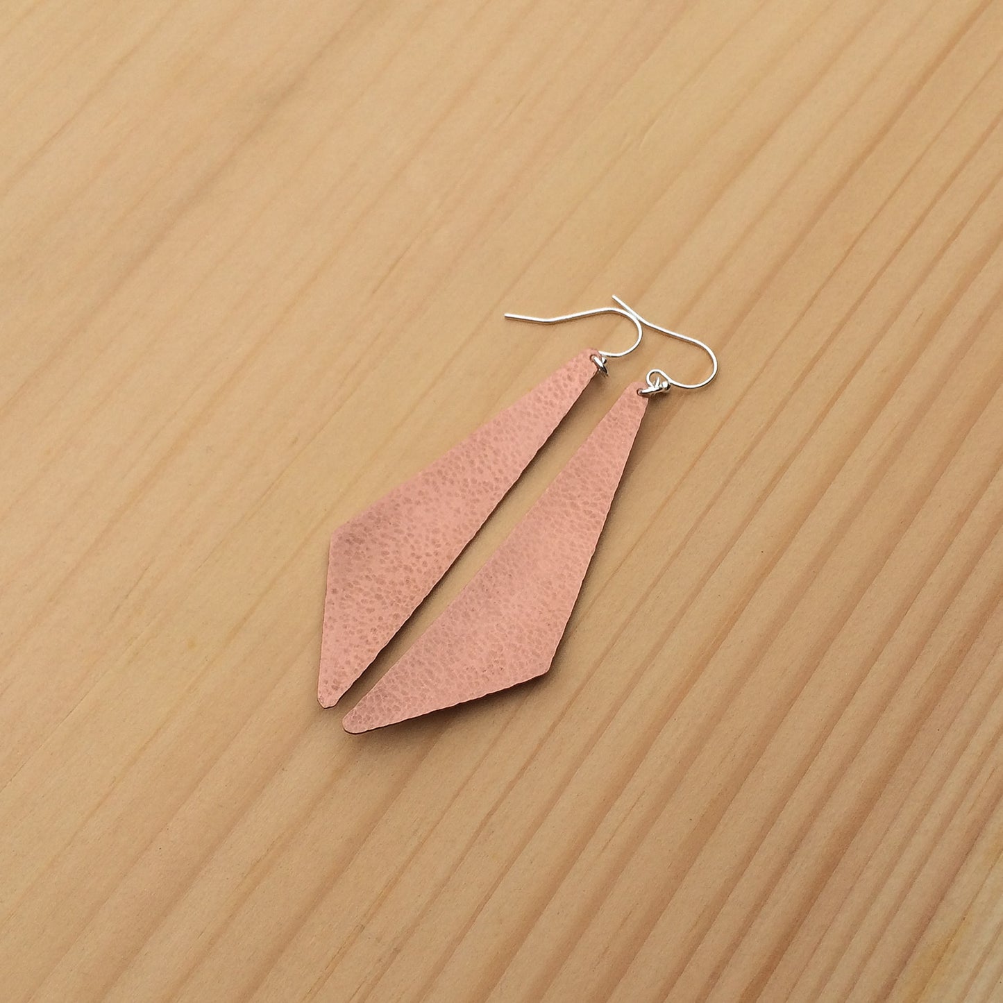 hammered triangle earrings in copper or brass
