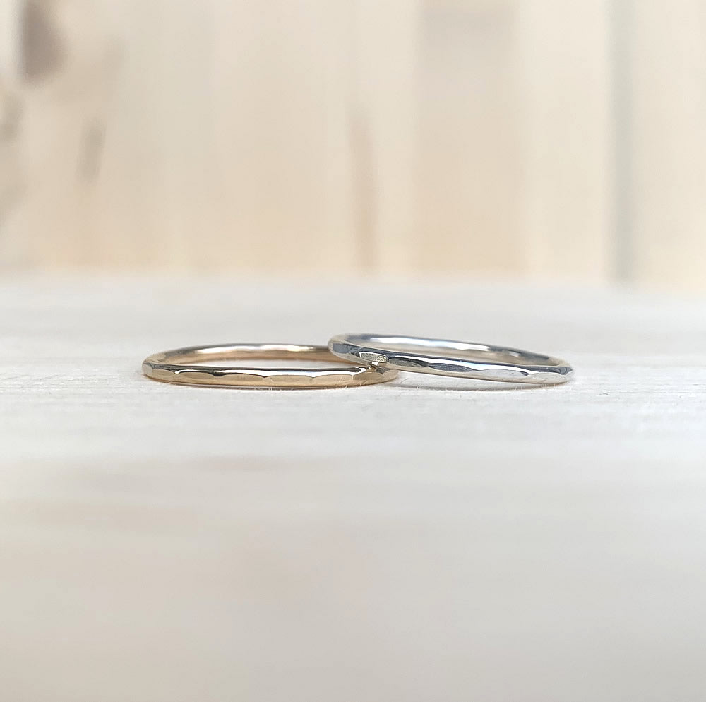 wave ring in sterling silver or 14k gold fill | hammered stacking ring
