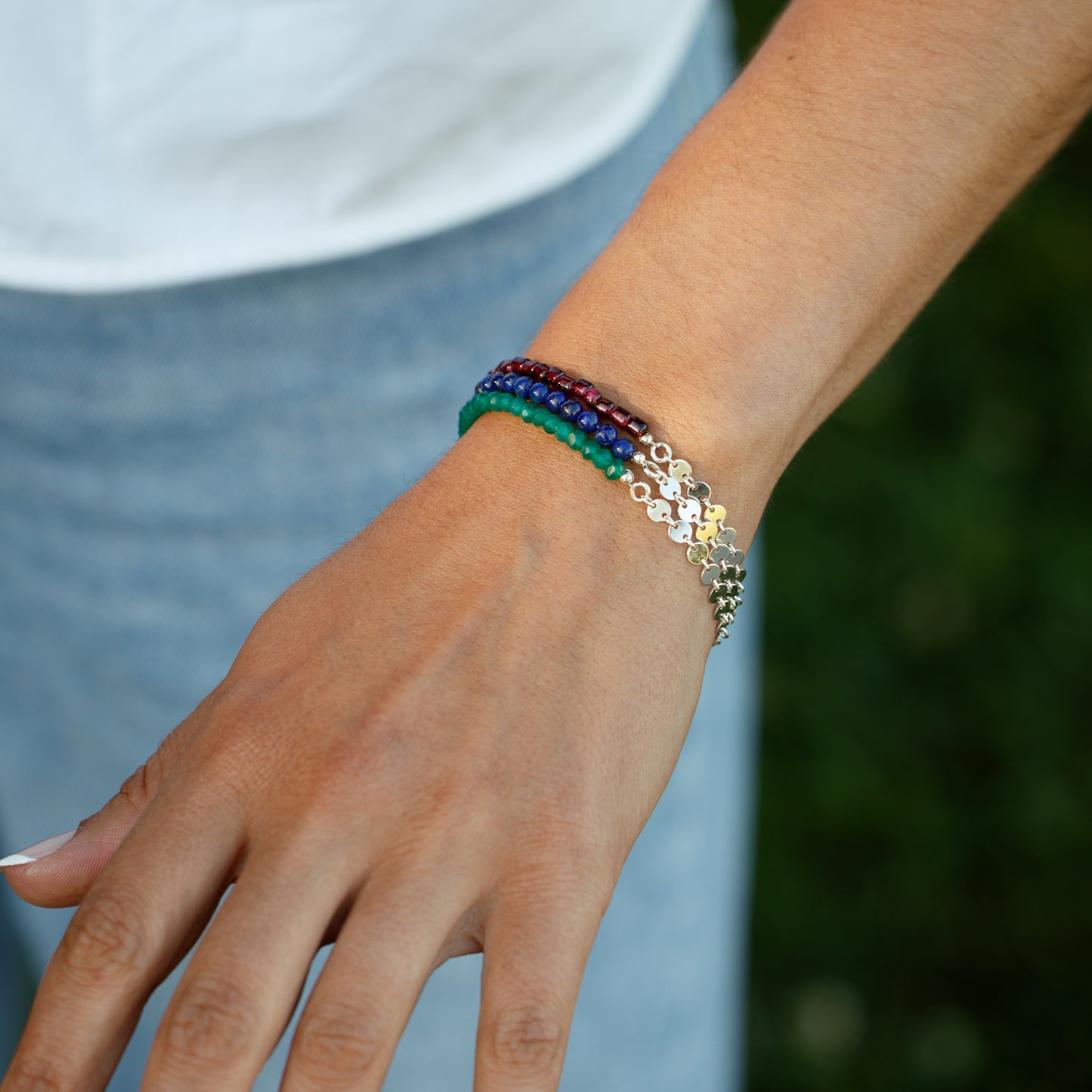 Green Onyx High Low Bracelet