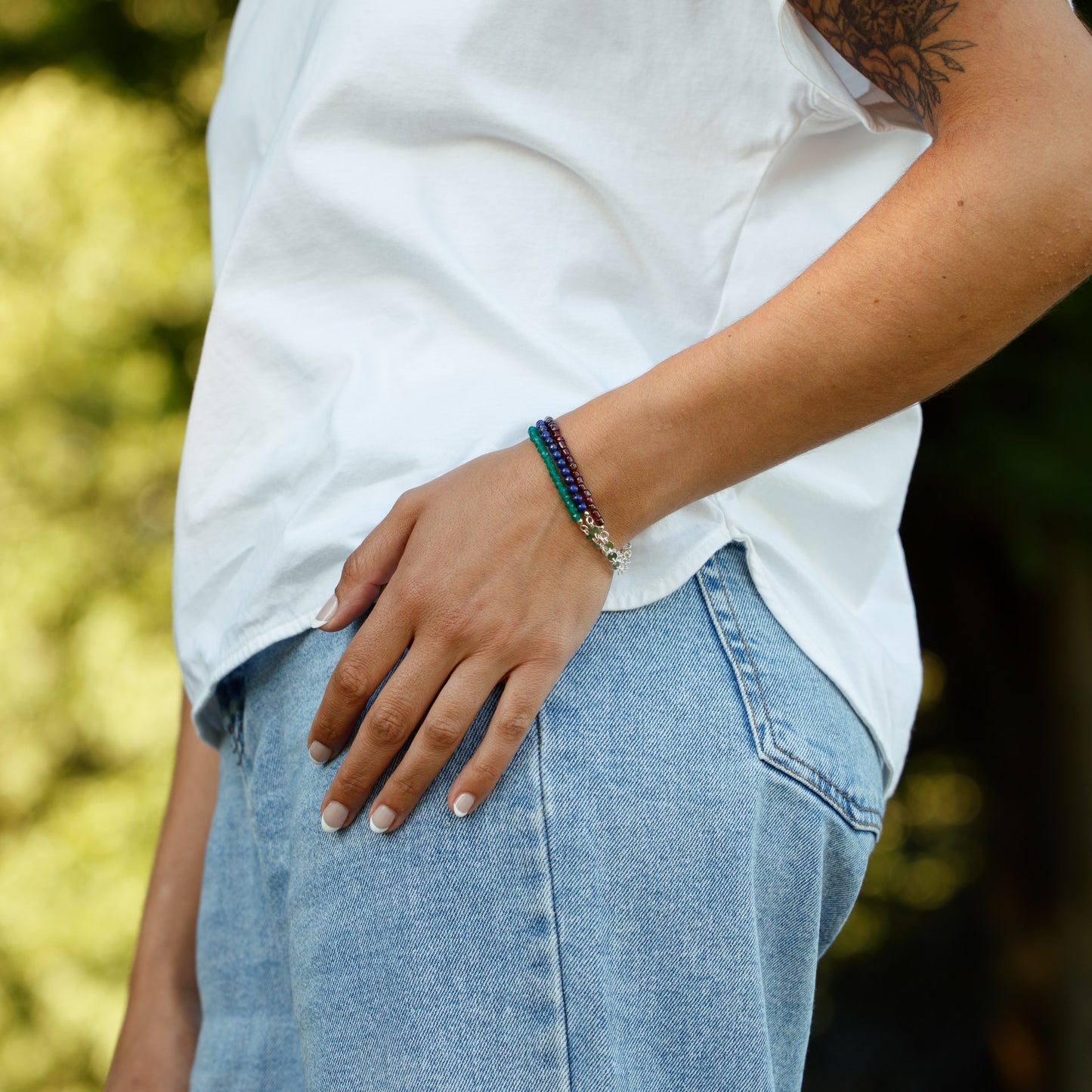 Green Onyx High Low Bracelet