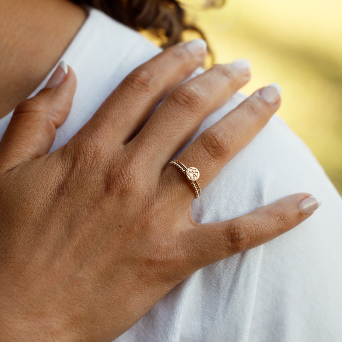Tiny Paw Print Stacking Ring