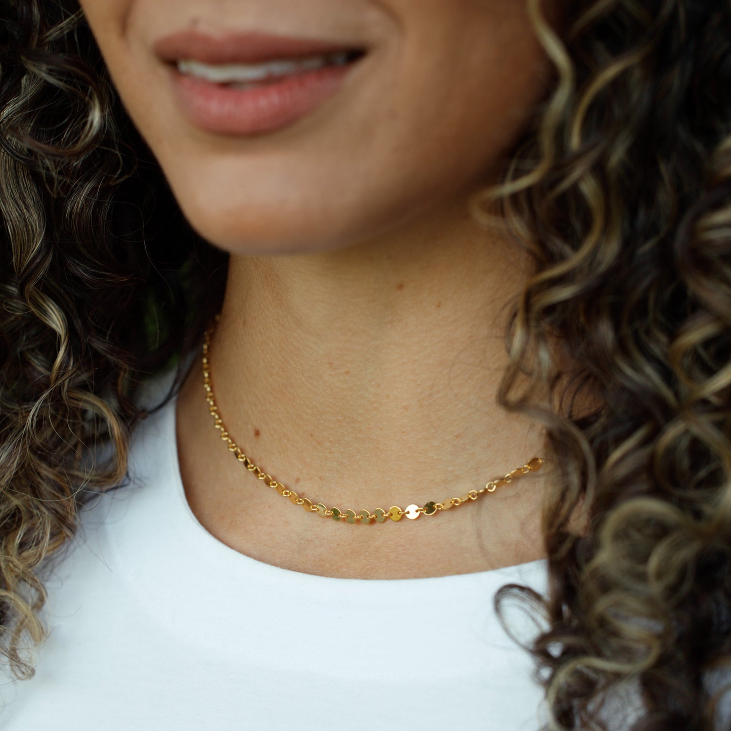 Sequin Party Necklace in 14k Gold Fill or Sterling Silver