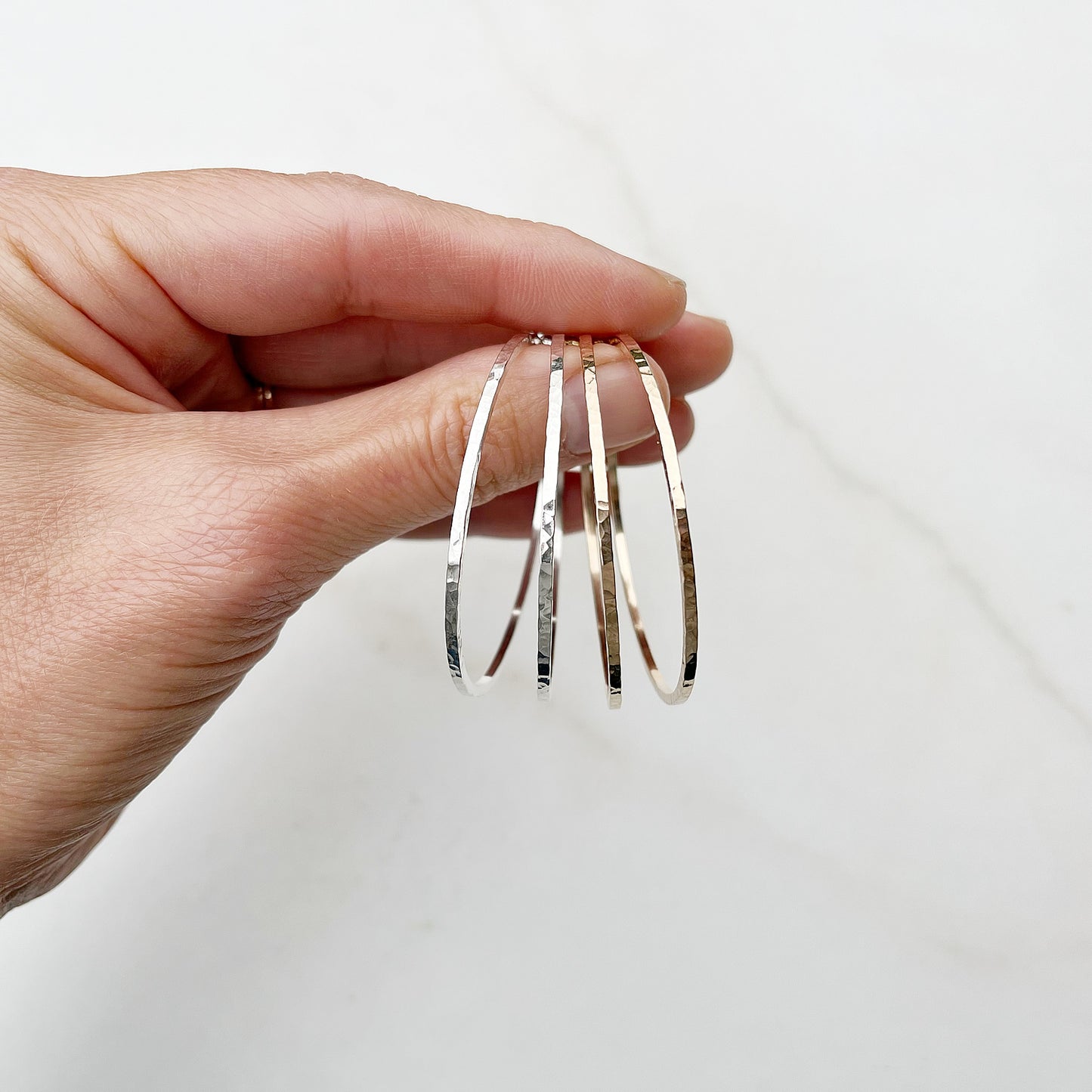 Big Hoops in Sterling Silver or 14k Gold Fill, Every Day Hoop Earrings Hammered Hoops