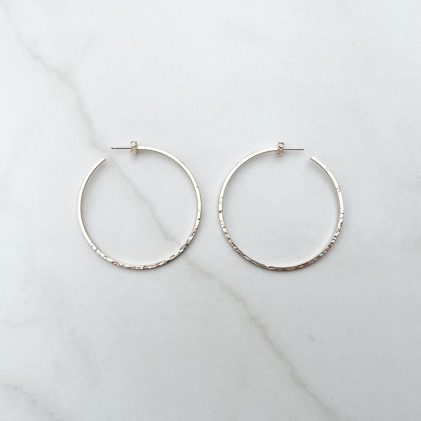 Big Hoops in Sterling Silver or 14k Gold Fill, Every Day Hoop Earrings Hammered Hoops