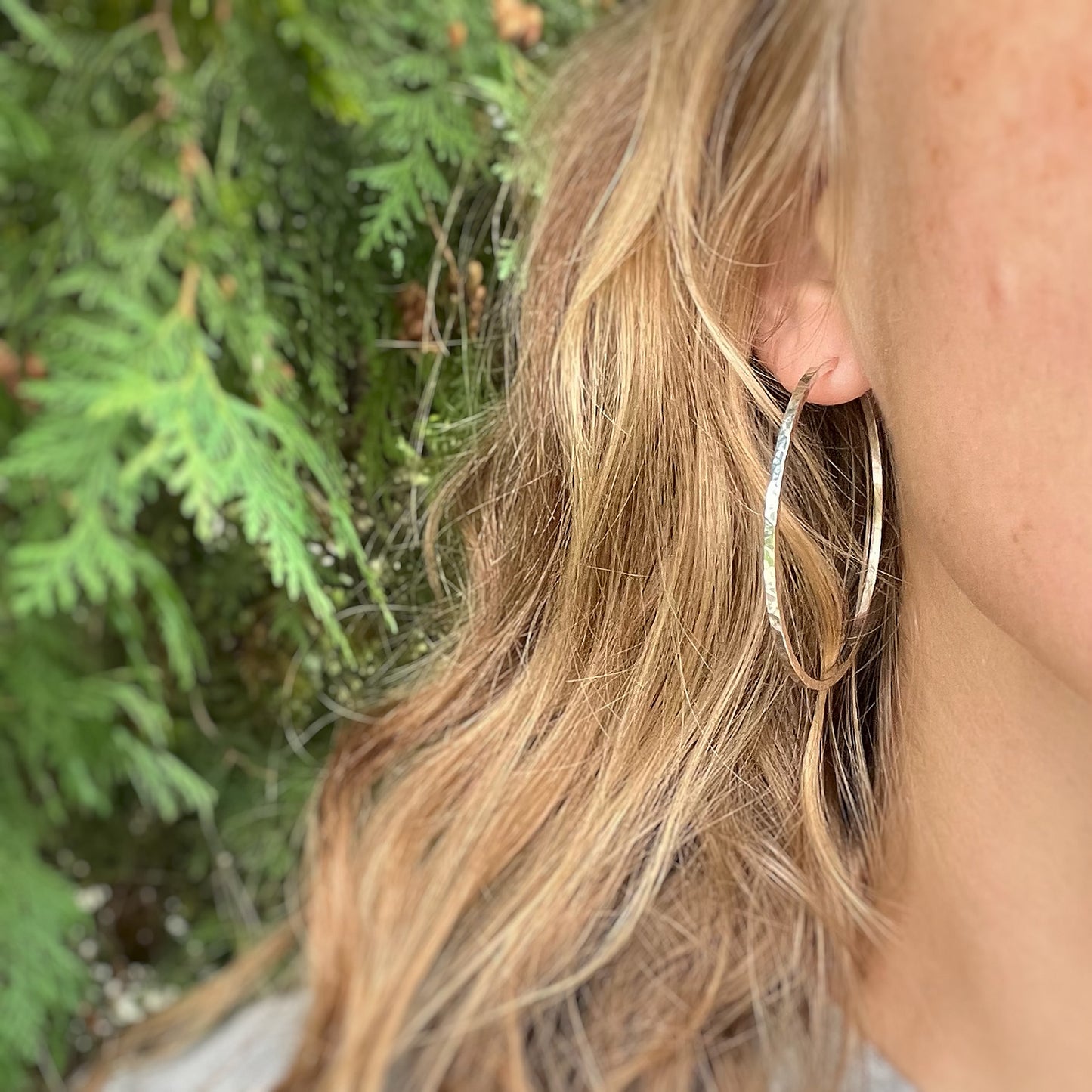 Big Hoops in Sterling Silver or 14k Gold Fill, Every Day Hoop Earrings Hammered Hoops