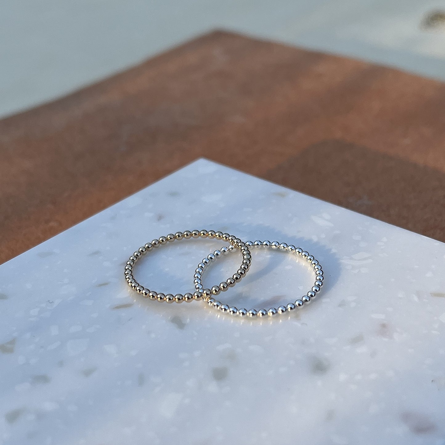 Skinny Beaded Stacking Ring