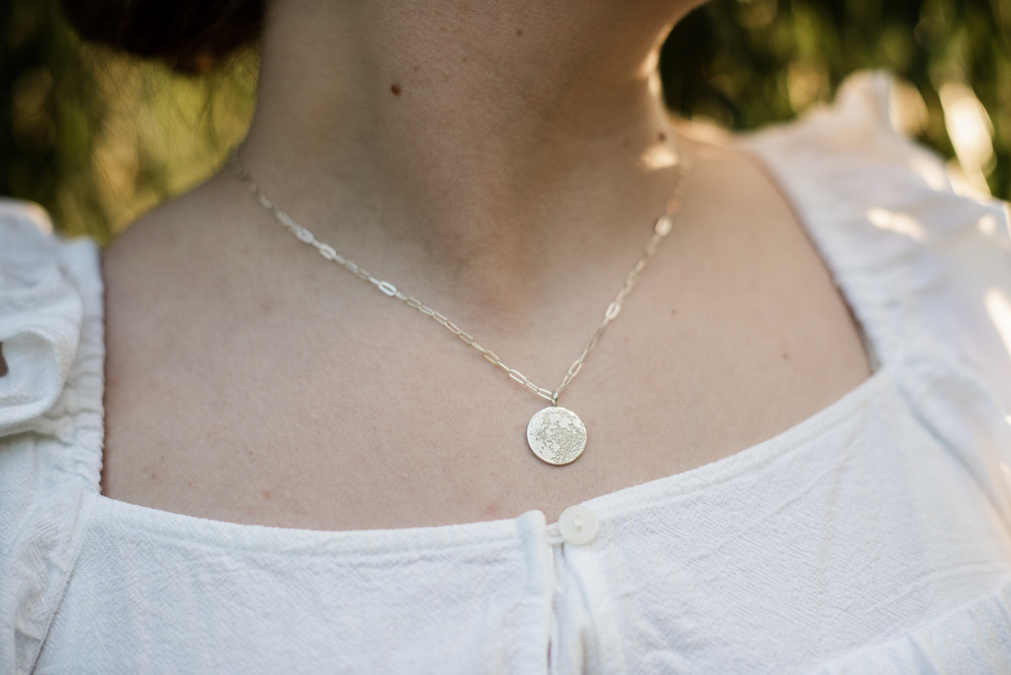 Full Moon Necklace in Sterling Silver or Gold Vermeil, Gift for Her