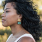 Kate studs in hammered brass with vintage green glass beads