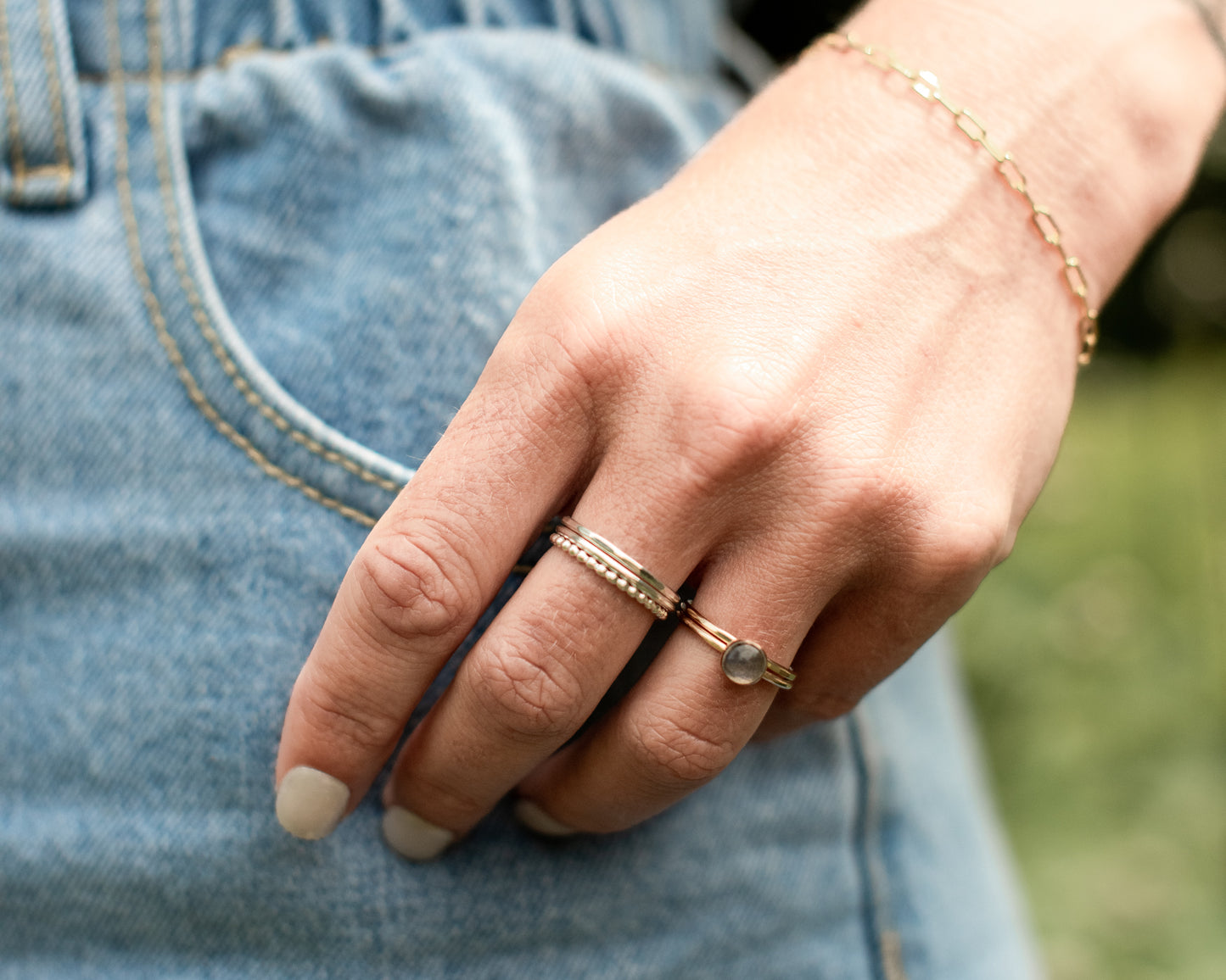 wave ring in sterling silver or 14k gold fill | hammered stacking ring