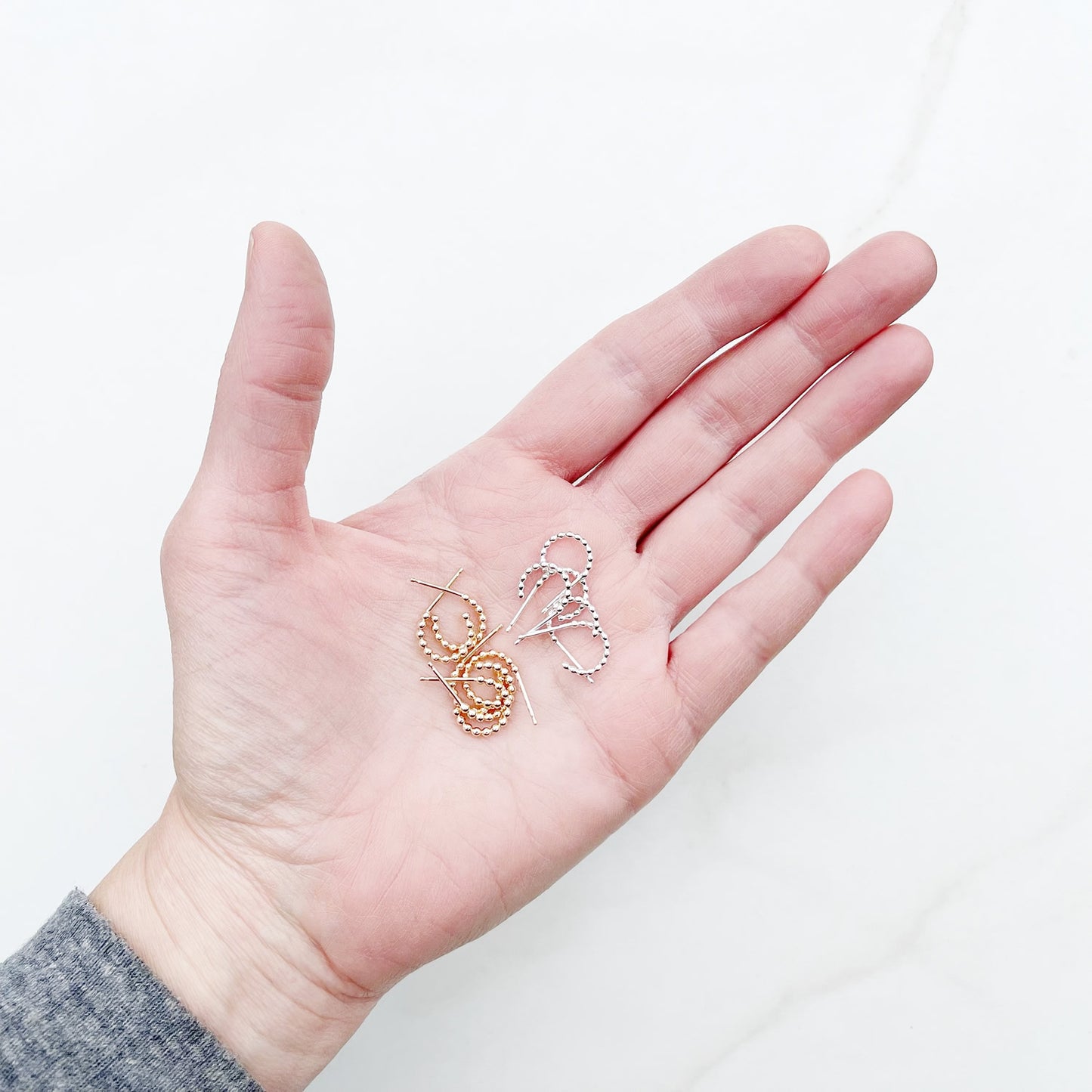 tiny beaded hoop earrings | everyday earrings in sterling silver or 14k gold fill