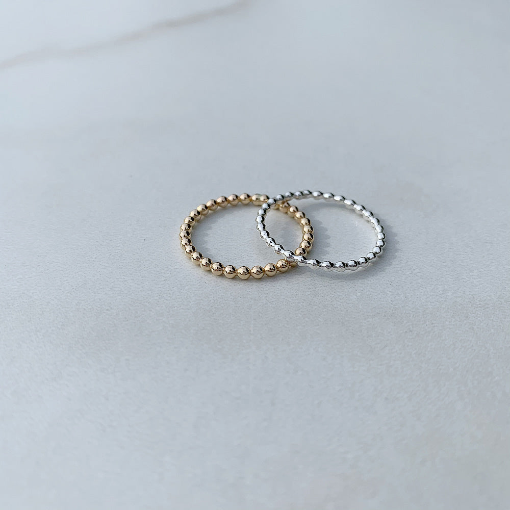 14k gold filled and sterling silver beaded stacking rings