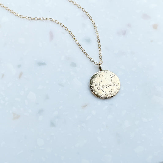 Tiny Mars Necklace in Sterling Silver or Gold Vermeil