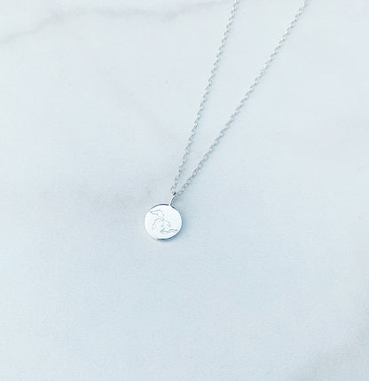 sterling silver great lakes necklace on a white background