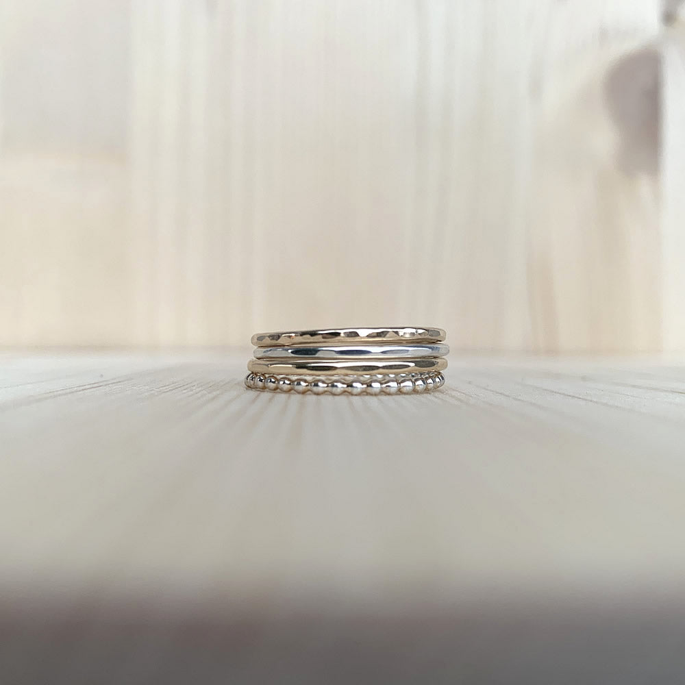 14k gold filled and sterling silver beaded stacking rings