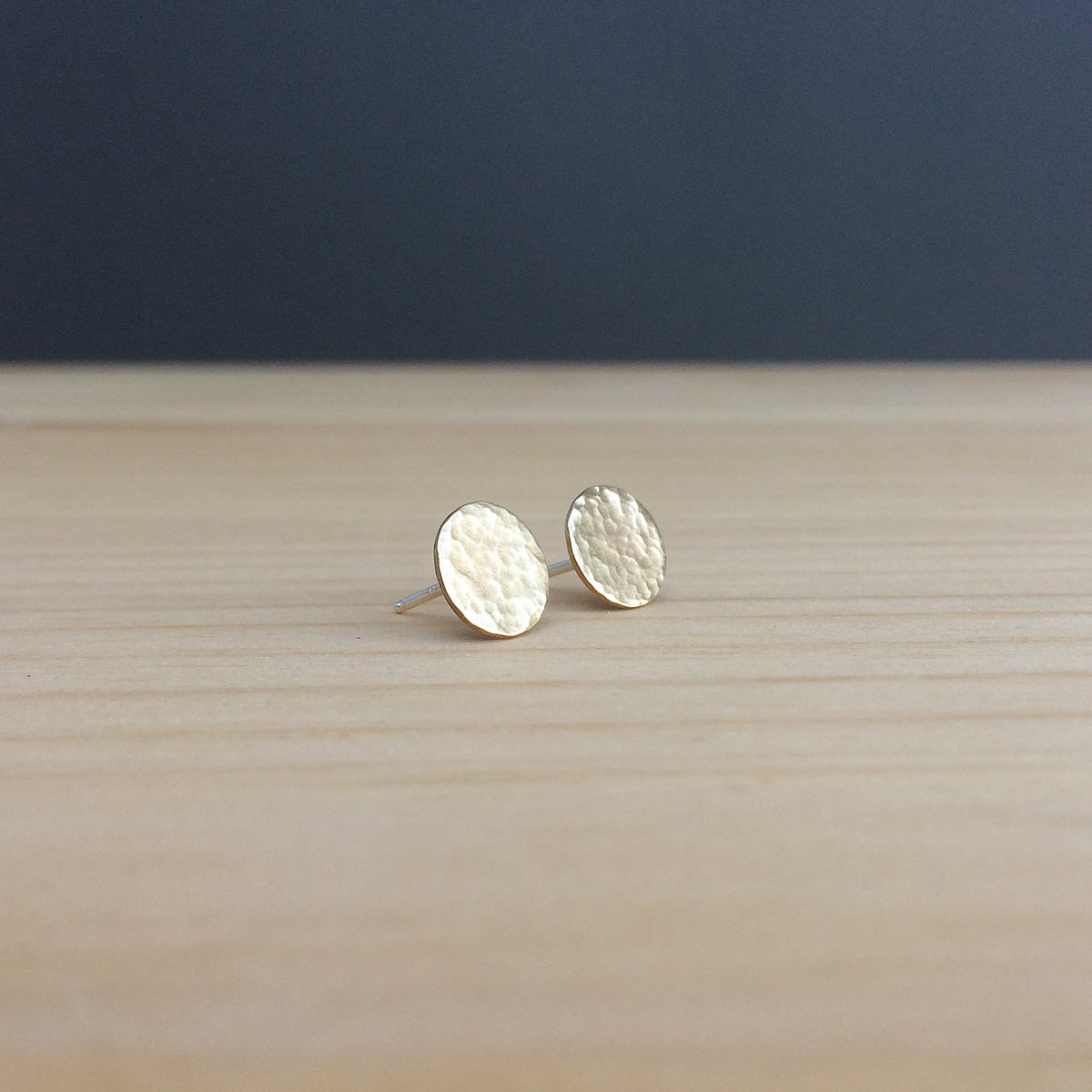 hammered brass stud earrings