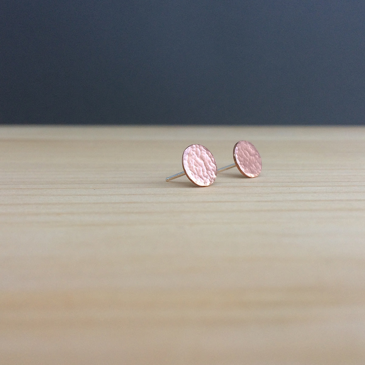 hammered copper stud earrings