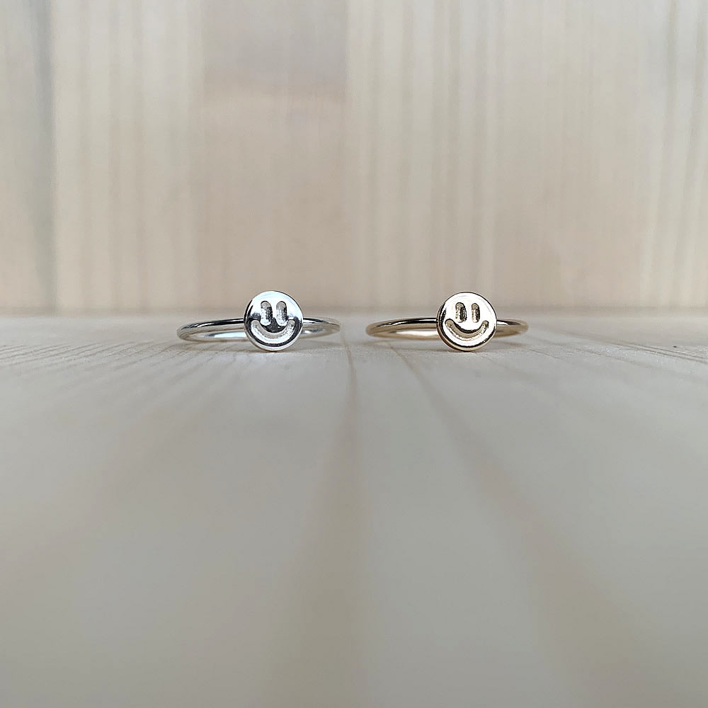 sterling silver and 14k gold filled smiley face rings