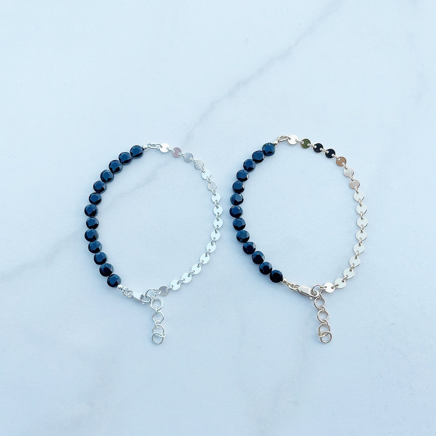 high low bracelet in onyx and 14k gold fill or sterling silver | beaded bracelet