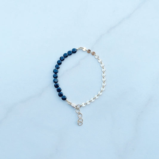 high low bracelet in onyx and 14k gold fill or sterling silver | beaded bracelet