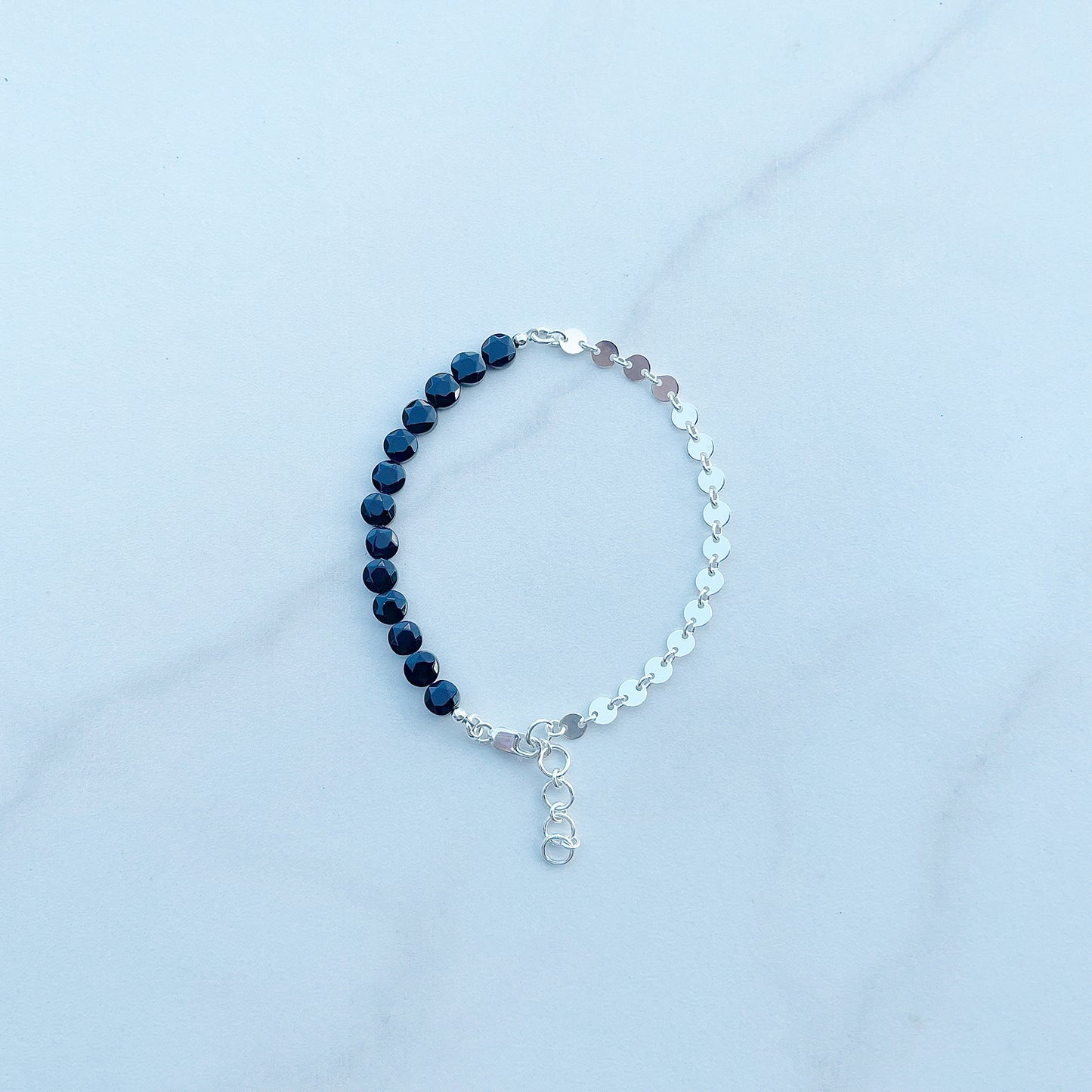 high low bracelet in onyx and 14k gold fill or sterling silver | beaded bracelet