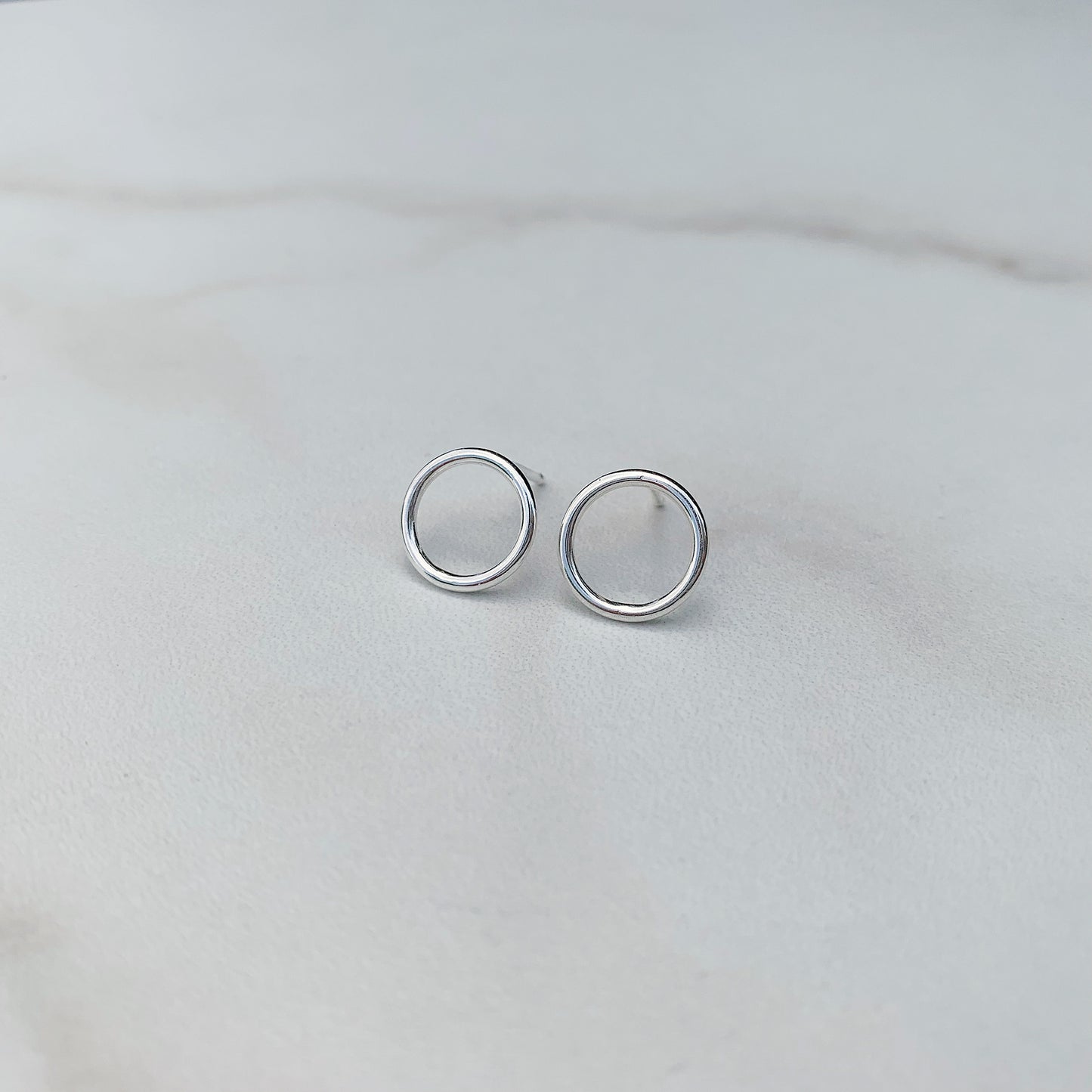 open circle studs in sterling silver