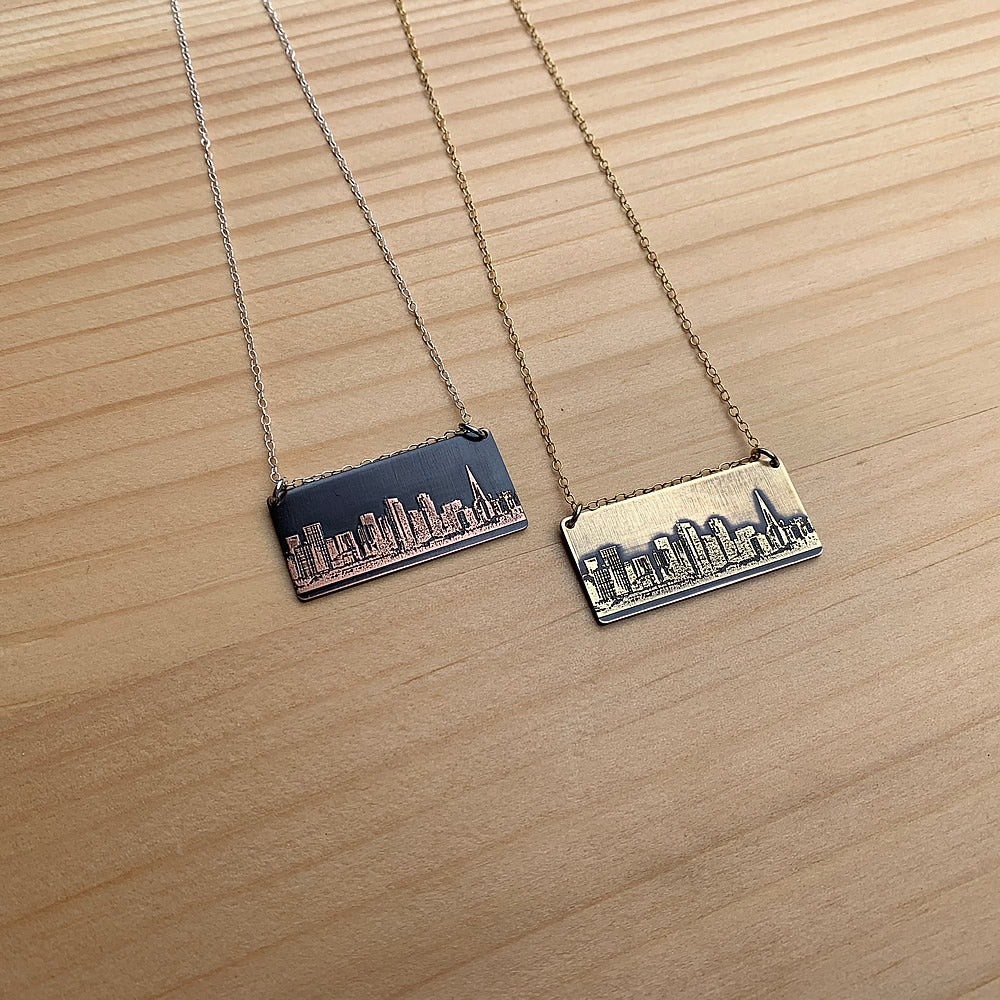 San Francisco California skyline necklace