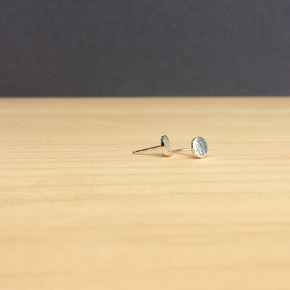 tiny hammered studs in sterling silver, brass or copper
