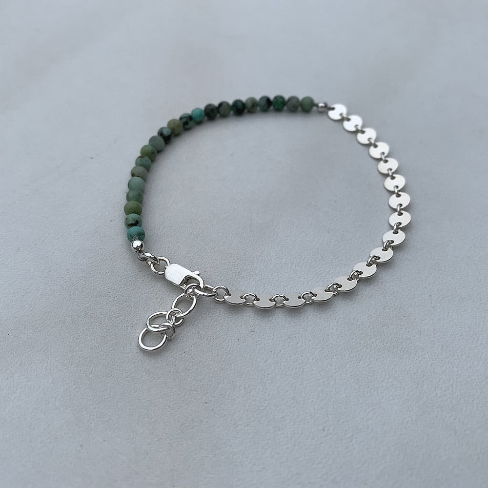high low bracelet in African turquoise and 14k gold fill or sterling silver | beaded bracelet